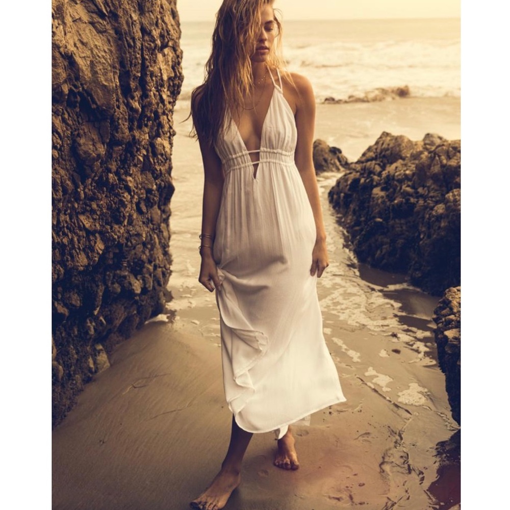 L*Space White Beachside Beauty Maxi Dress Large, excellent condition